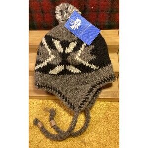 Pachamama Men's Wool Trapper Hat Winter Accessory Grey Made In Nepal With Tags